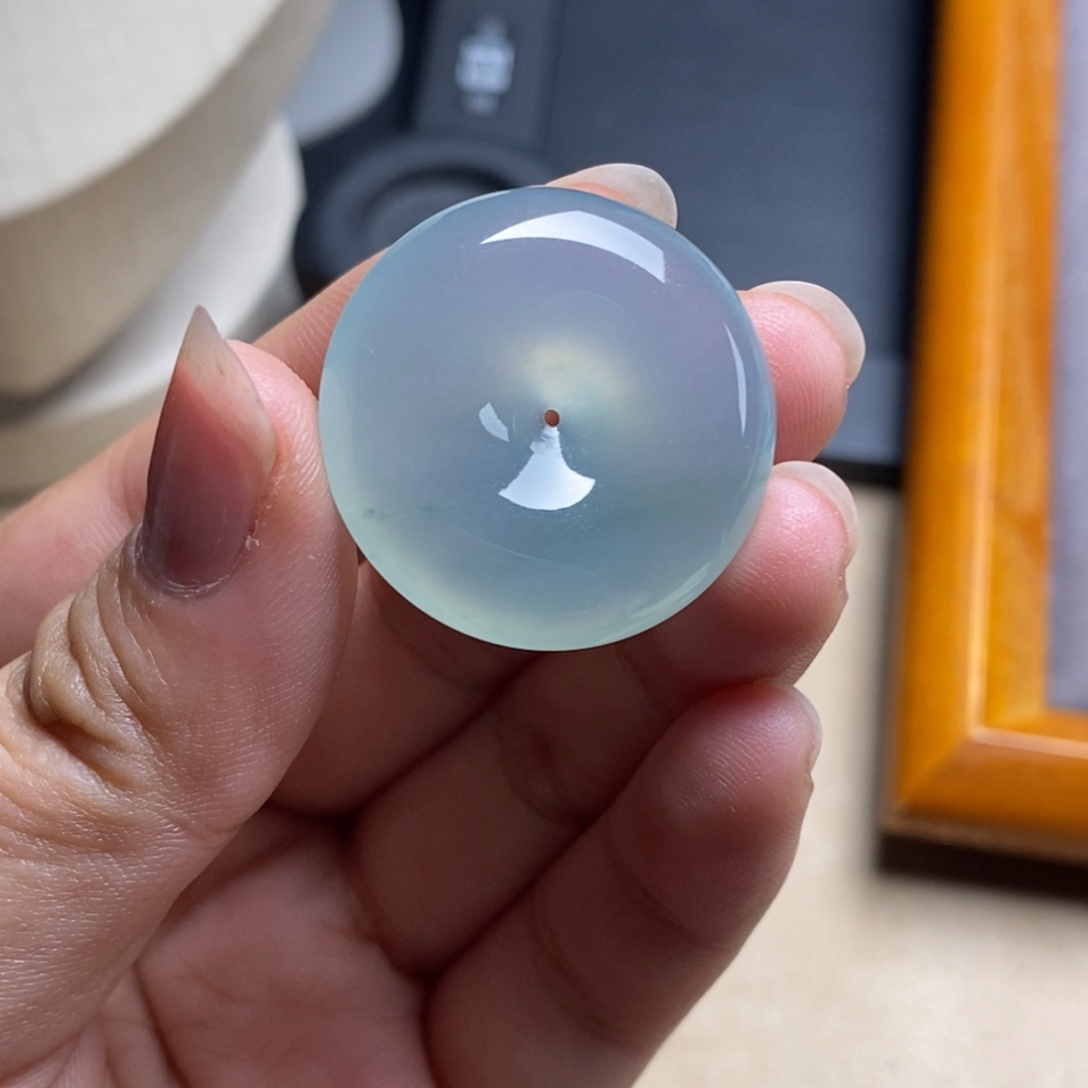 翡翠未镶嵌颈饰冰润起胶晴底飘花细腻平安扣28.3-7.5