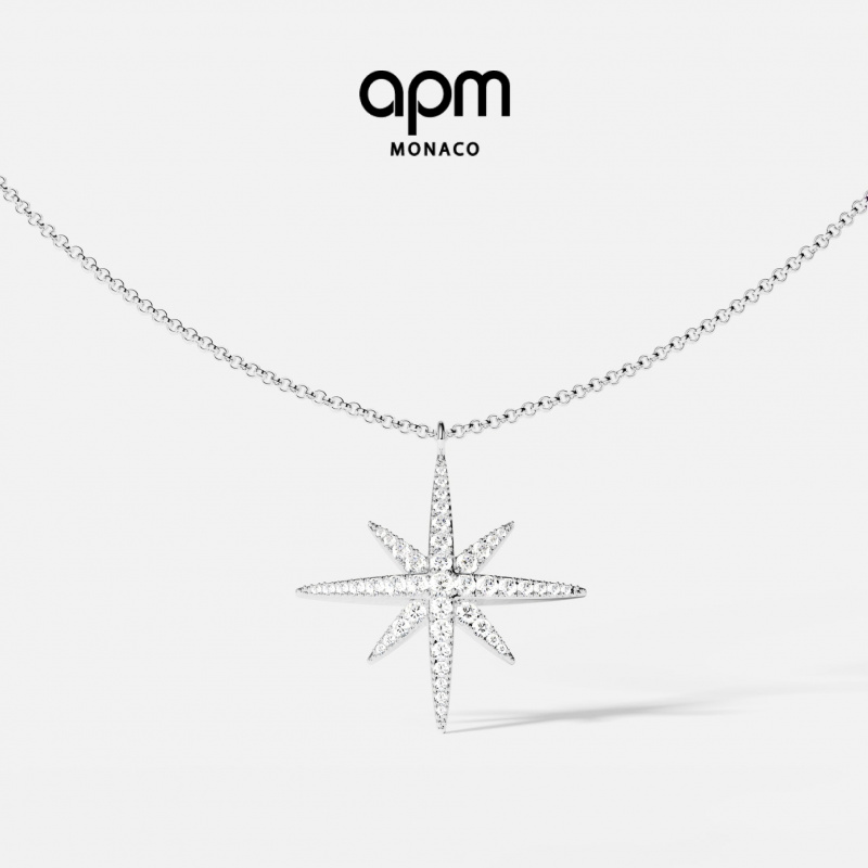 APM Monaco 六芒星项链可调节银色轻奢小众项链明星同款饰品
