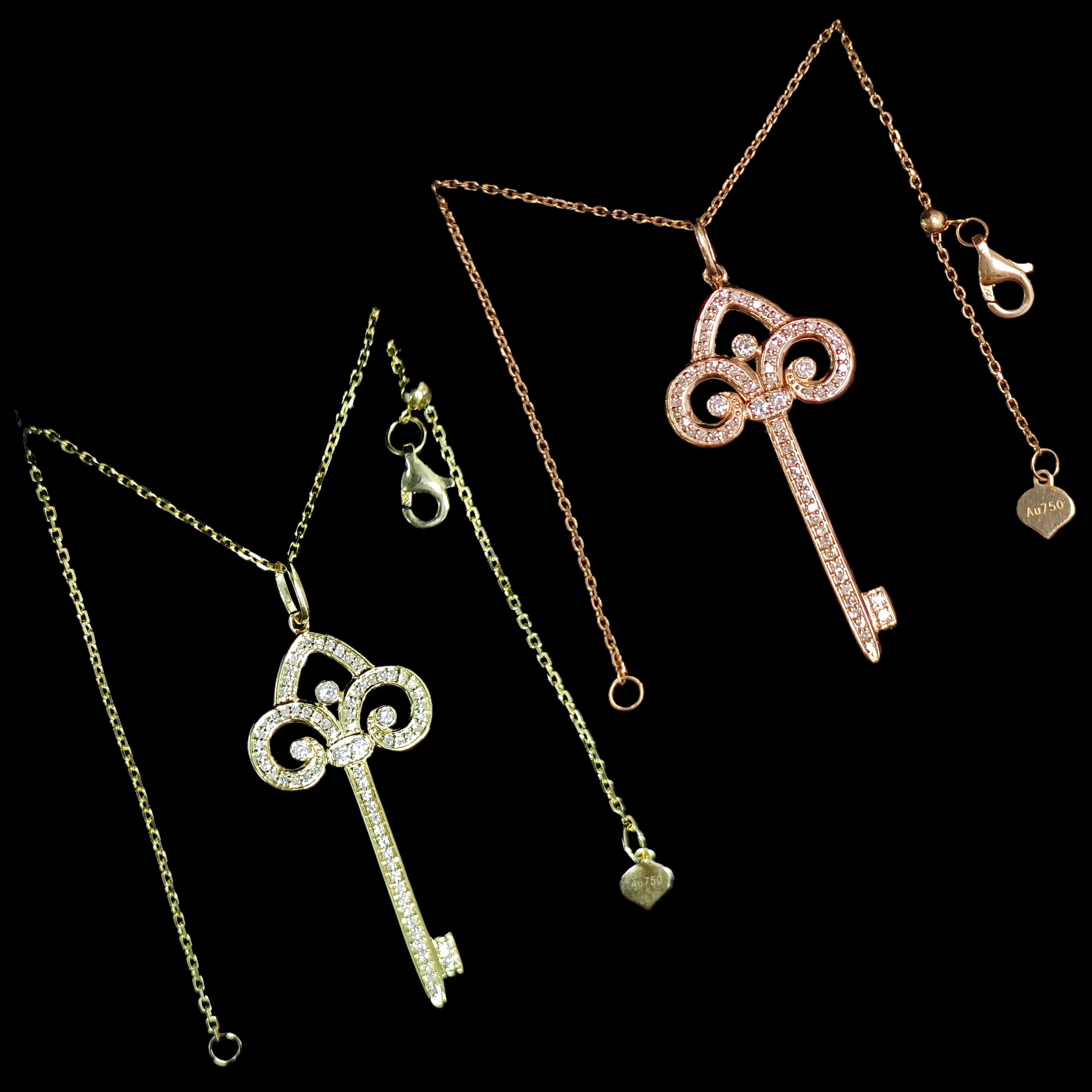 18k金鸢尾花钻石项链 闪亮气质轻奢精致钥匙锁骨链/多样性发一件 