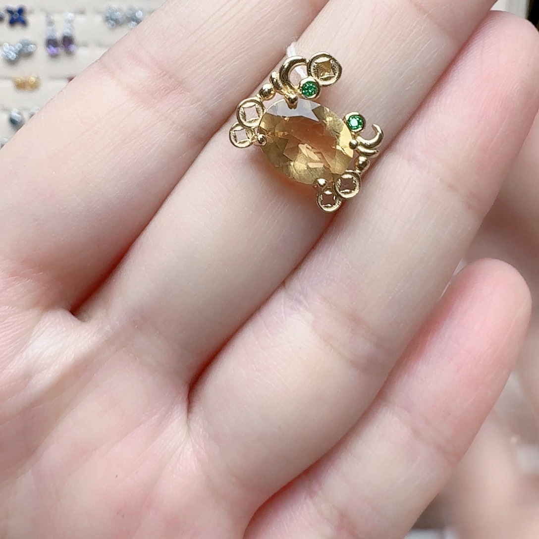 水晶戒指银S925镶嵌吊坠287