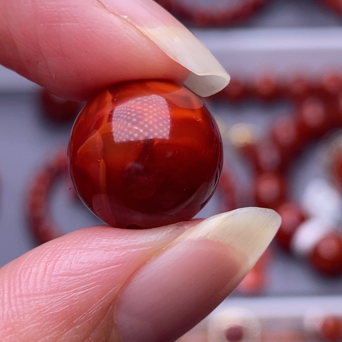 哒***溜南红玛瑙未镶嵌配珠14.6mm瓦西牛血锦火焰高品单珠
