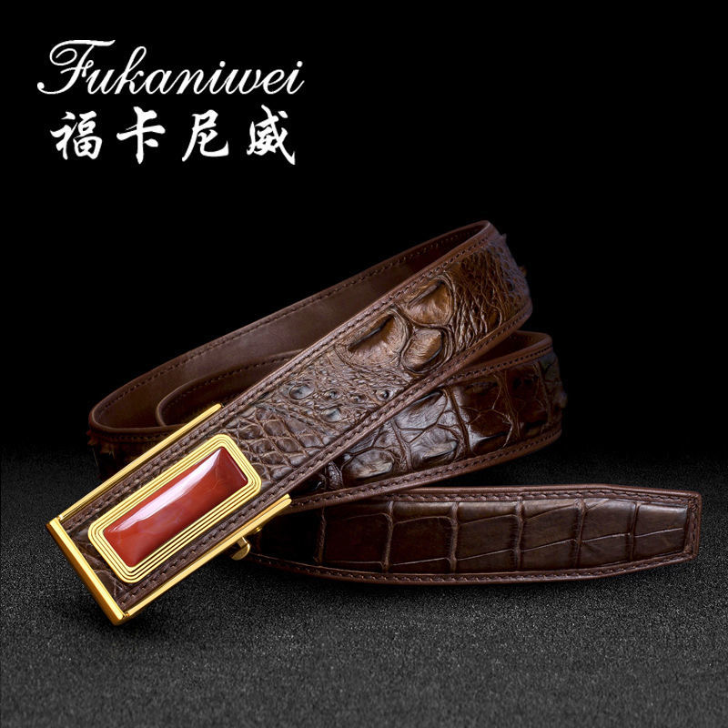 真鳄鱼皮带男玉石自动扣商务泰国正品高档时尚新款商务裤腰带潮流