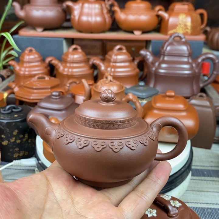 茶壶紫砂云肩如意150CC原矿老底曹青特价