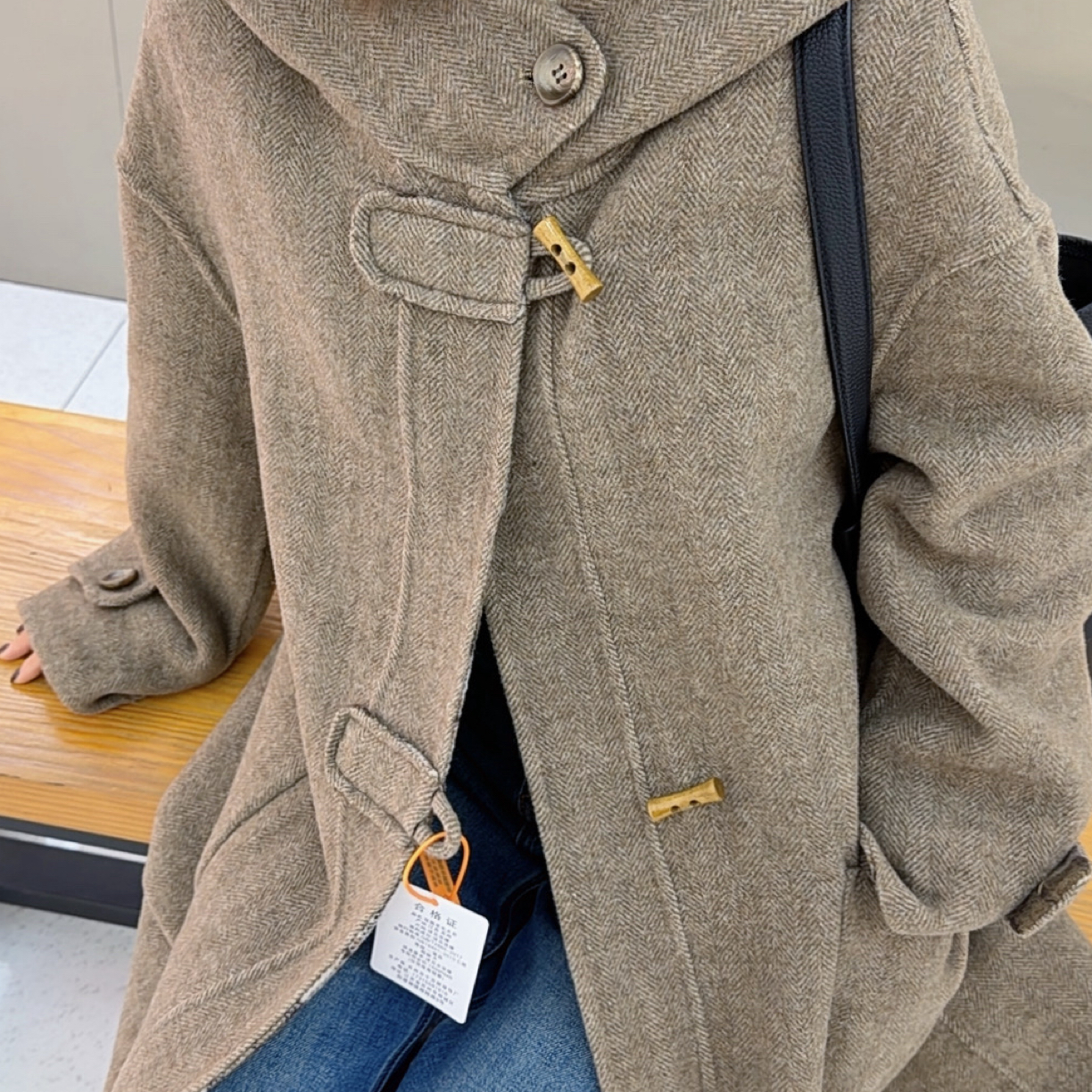 【韩版戴帽】新款双面中长款女大衣宽松高级感秋冬外套