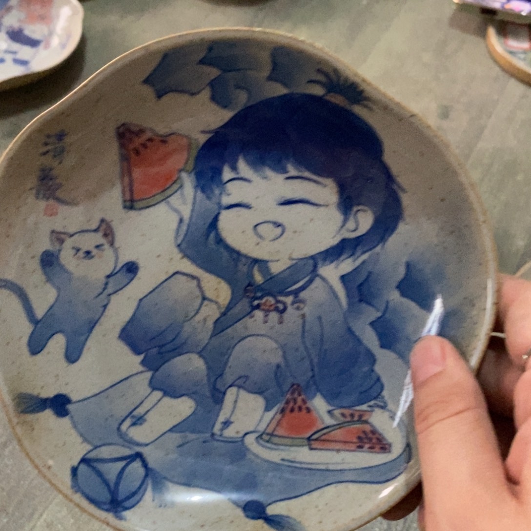 景德镇手绘陶泥花边盘