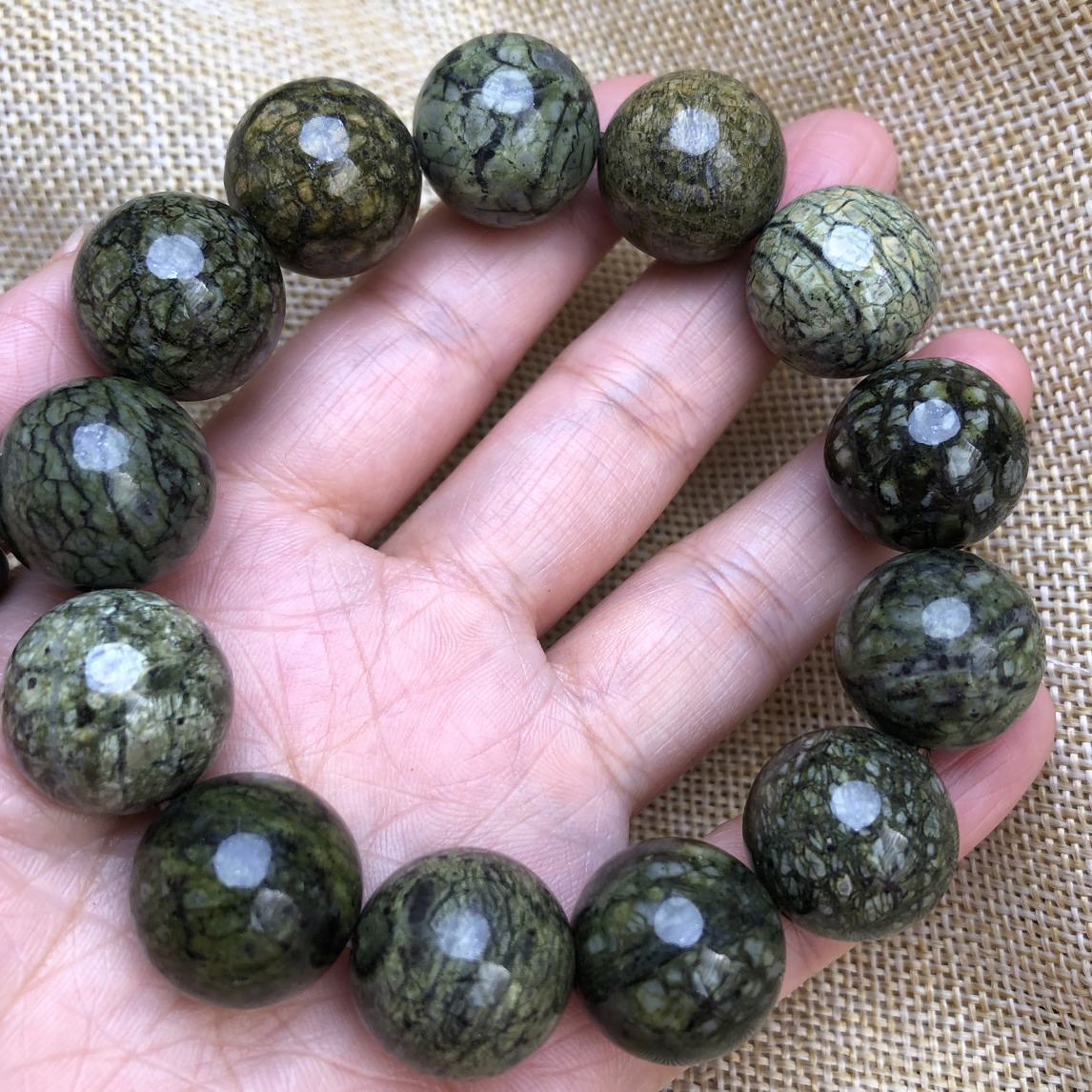 西藏药王石蛇蚊多宝手串卡18mm 摆件