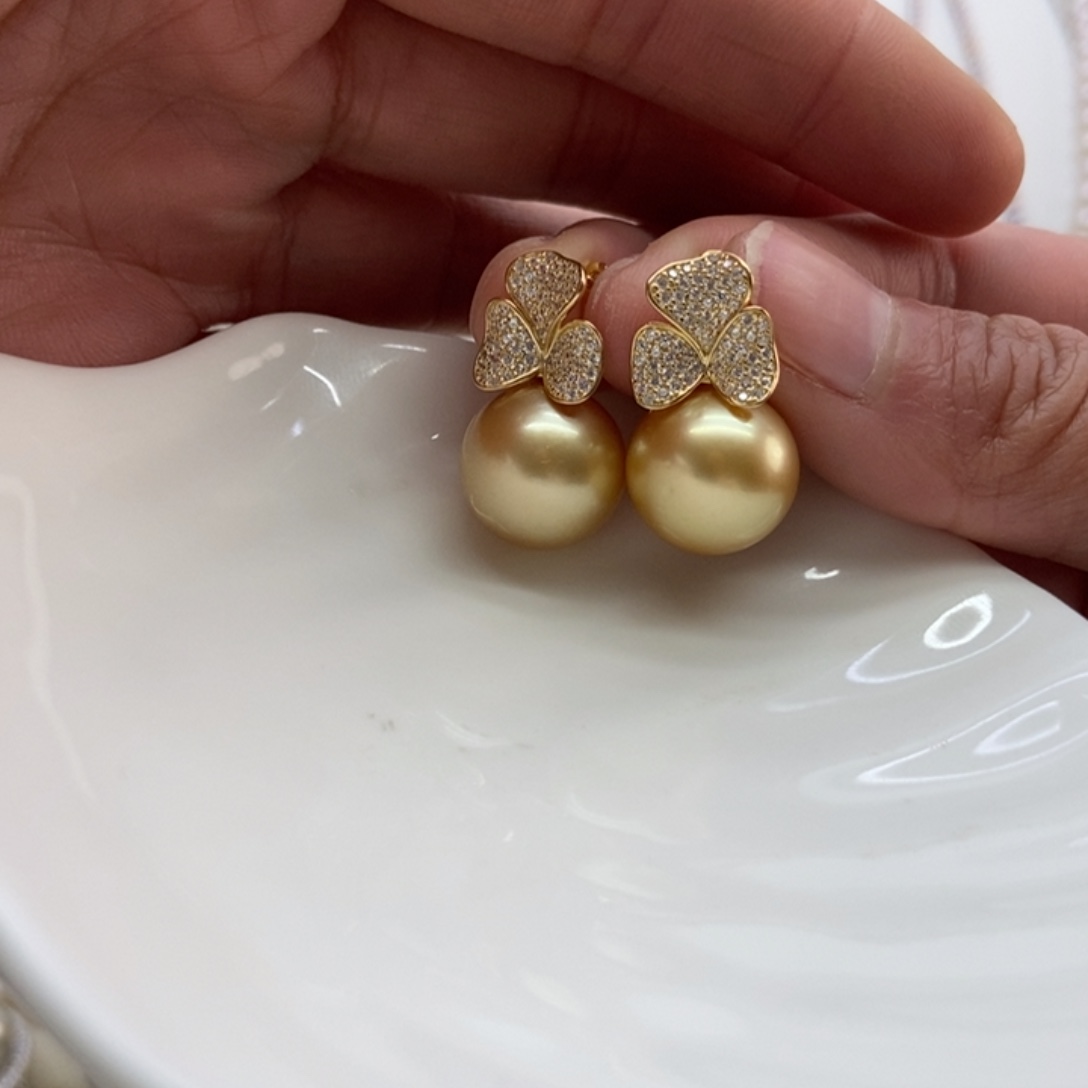 海水珍珠耳饰银S925镶嵌