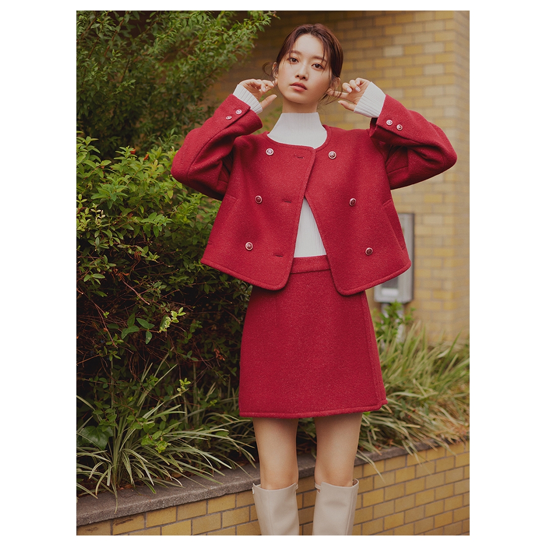 【Montendre】秋季新款 S 时尚休闲百搭高腰拉链A字格子毛呢短裙