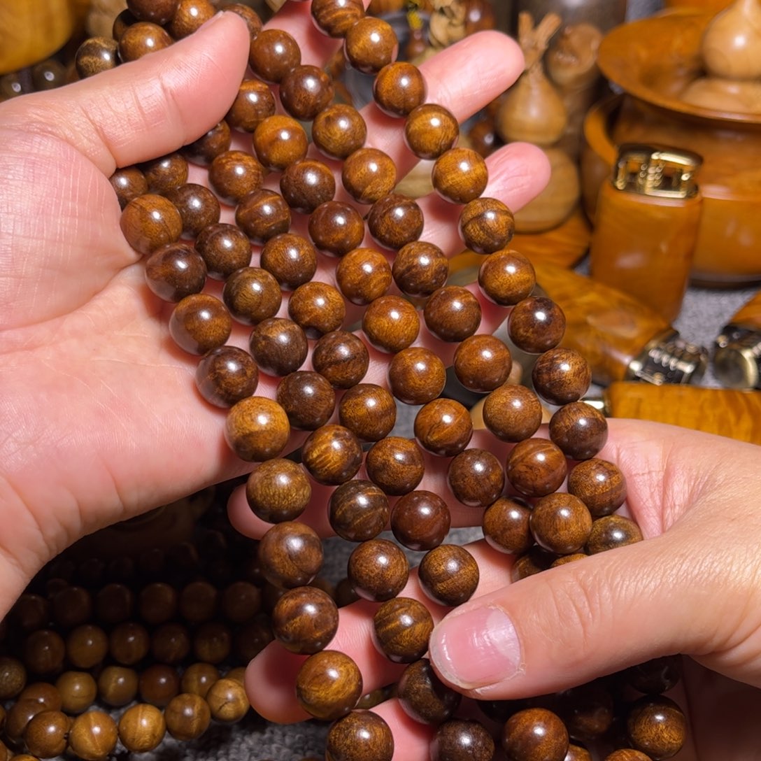 金丝楠枯木老料佛珠1.2花纹