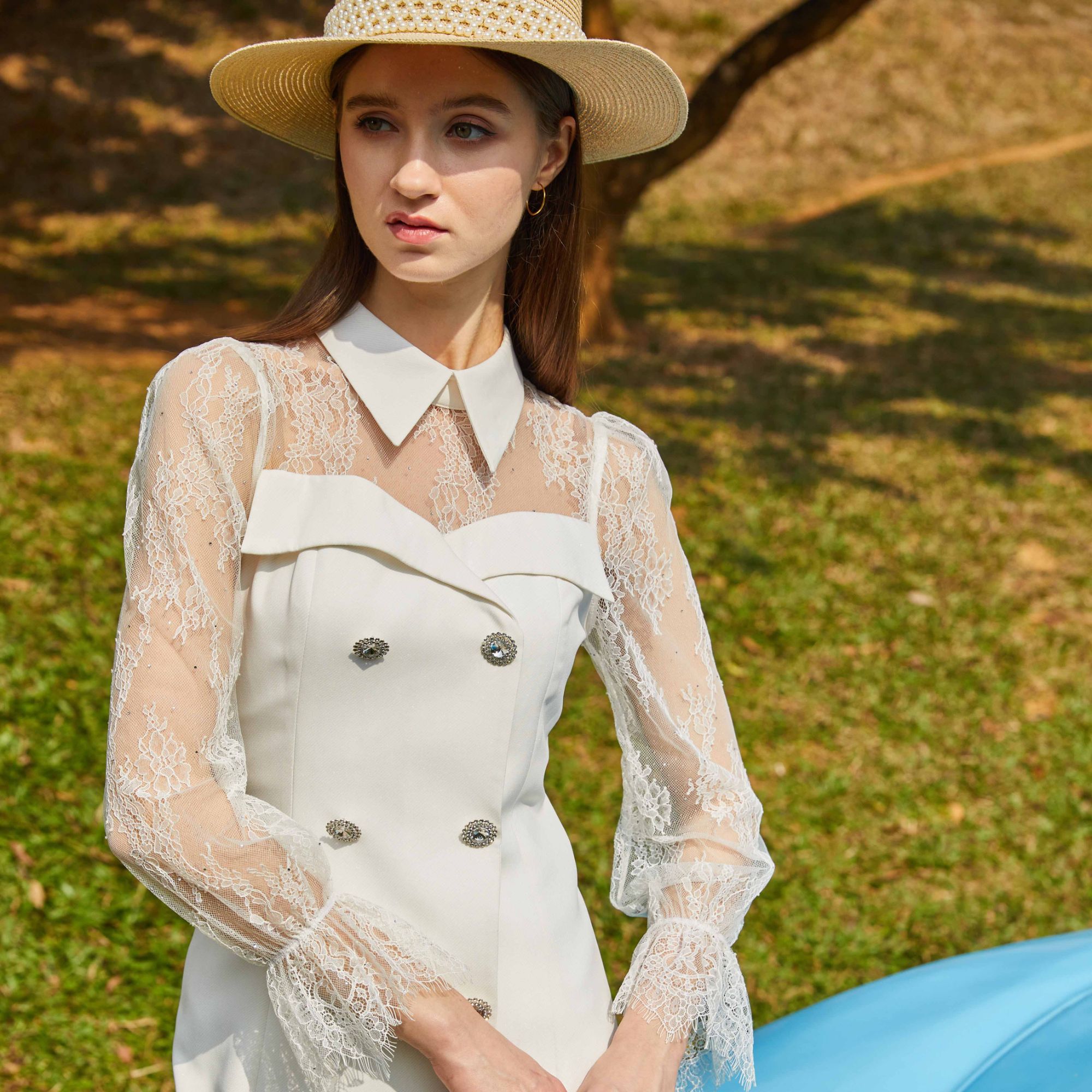 SEEVIA席薇亚新款法式优雅气质刺绣连衣裙8221607