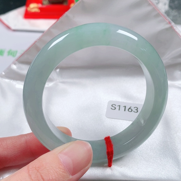 未镶嵌手镯翡翠缅甸天然A货翡翠手镯S1163圈口53.6