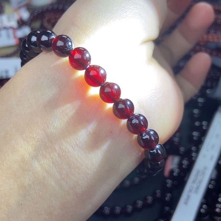 石榴石手链未镶嵌7mm  7a