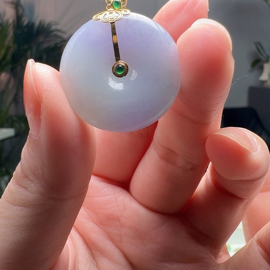 翡翠吊坠(不含链)18K金镶嵌天然