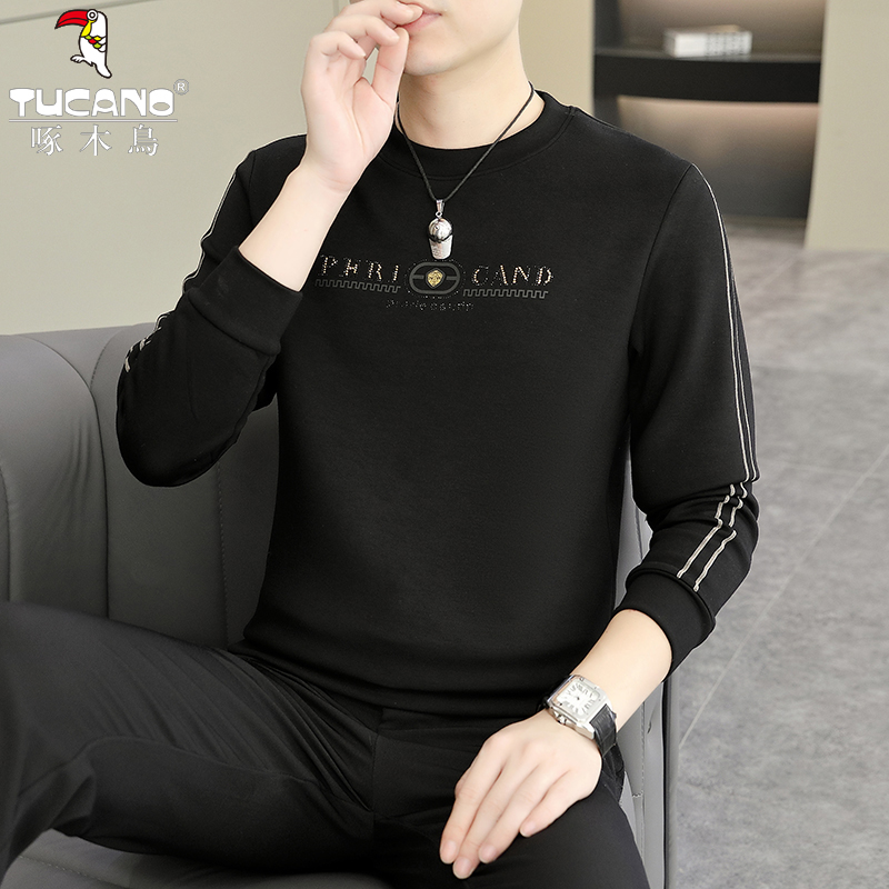TUCANO/啄木鳥秋冬季新款时尚烫钻圆领套头卫衣男休闲运动长袖T恤