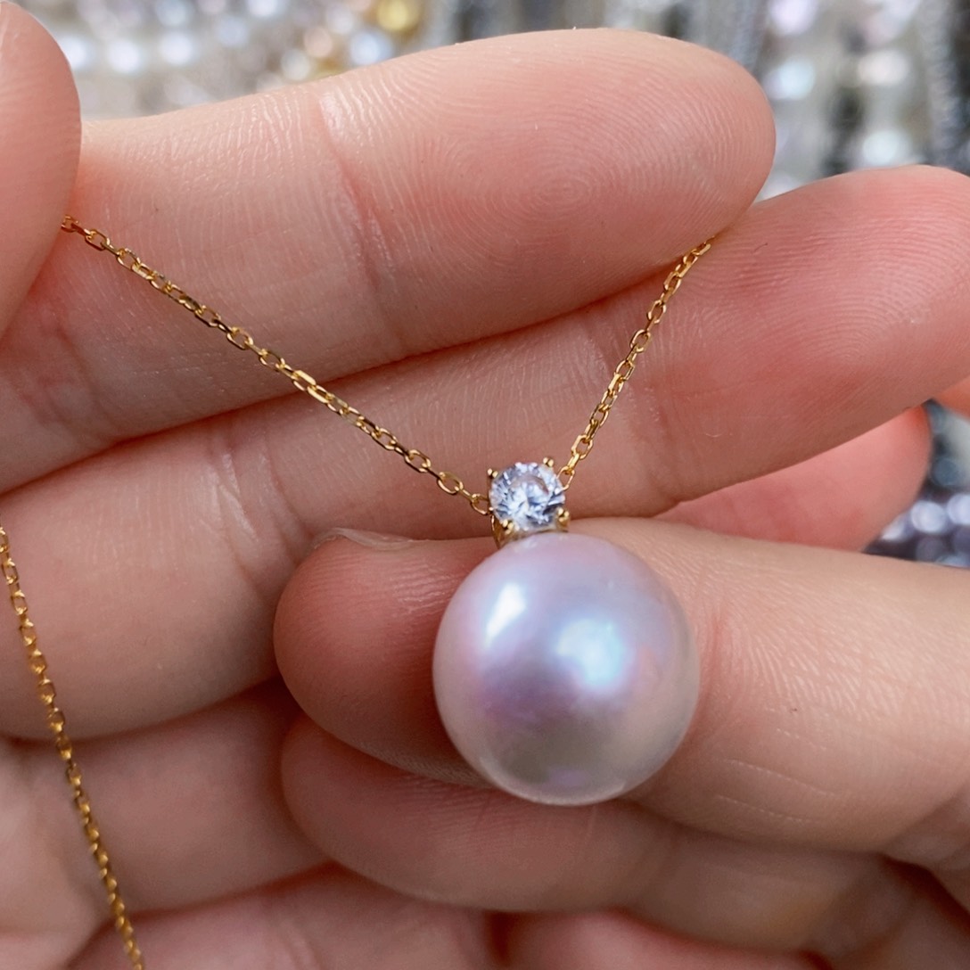 淡水珍珠吊坠(赠链)银S925镶嵌13-14