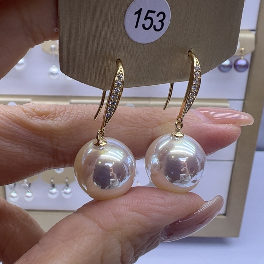 淡水珍珠银S925镶嵌耳坠