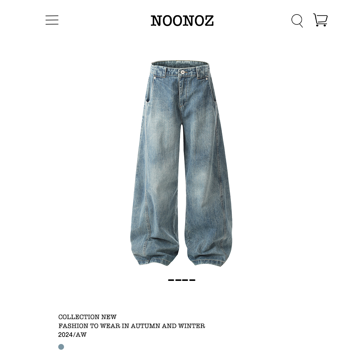 NOONOZ潮牌弯刀牛仔裤男做旧复古水洗显瘦竹节爆裂纹阔腿休闲长裤