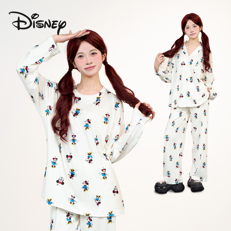 Disney/迪士尼2025秋季爆款新款满印睡衣套装女可外穿长袖家居服