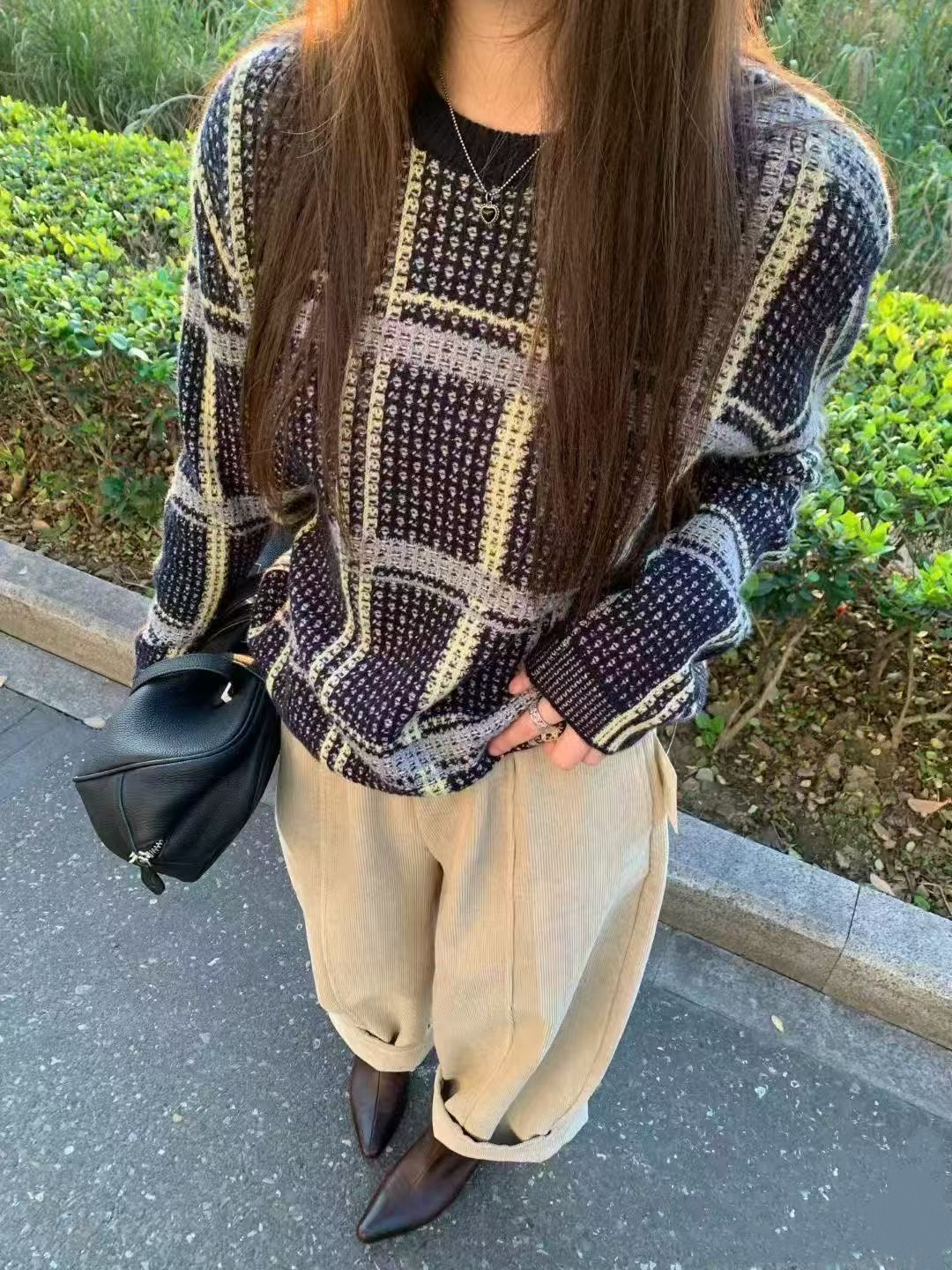 1236【九炫女装毛衣宽松】轻奢冬季新款时尚百搭圆领上衣休闲秋冬