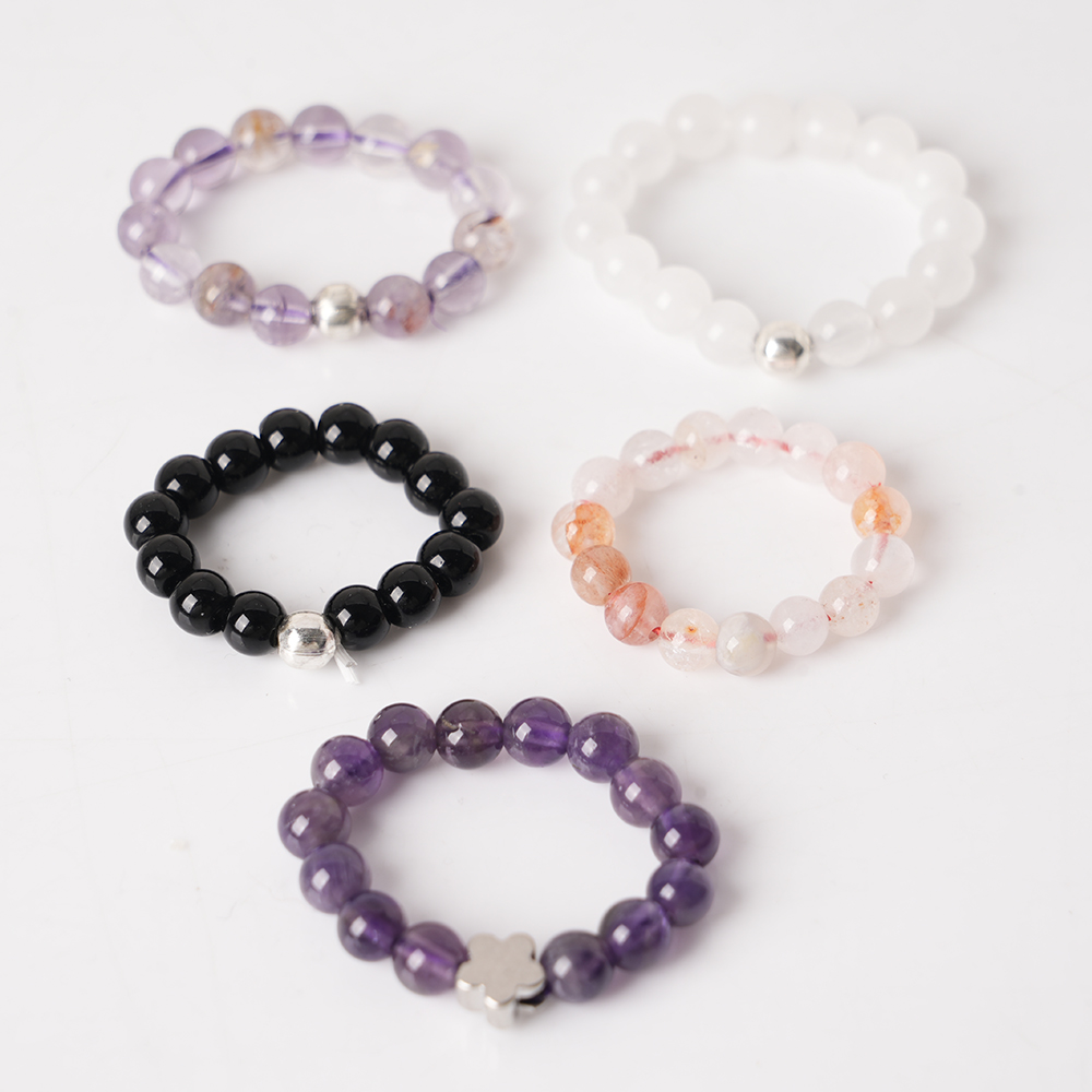 天然水晶珠戒随机发一个