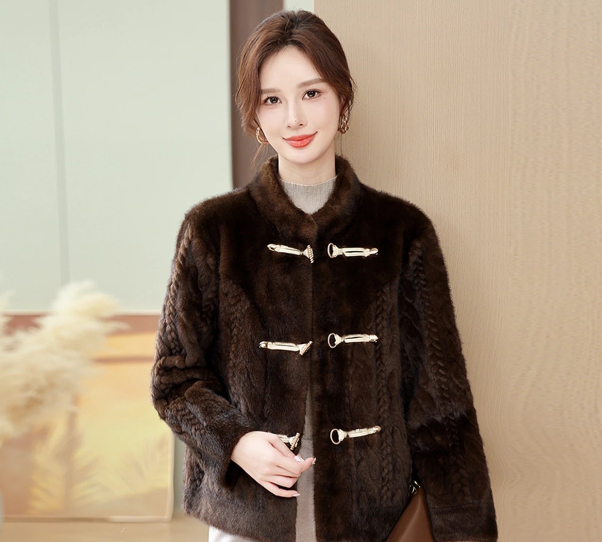 女装冬季宽松短款女士立领中式盘扣中国风