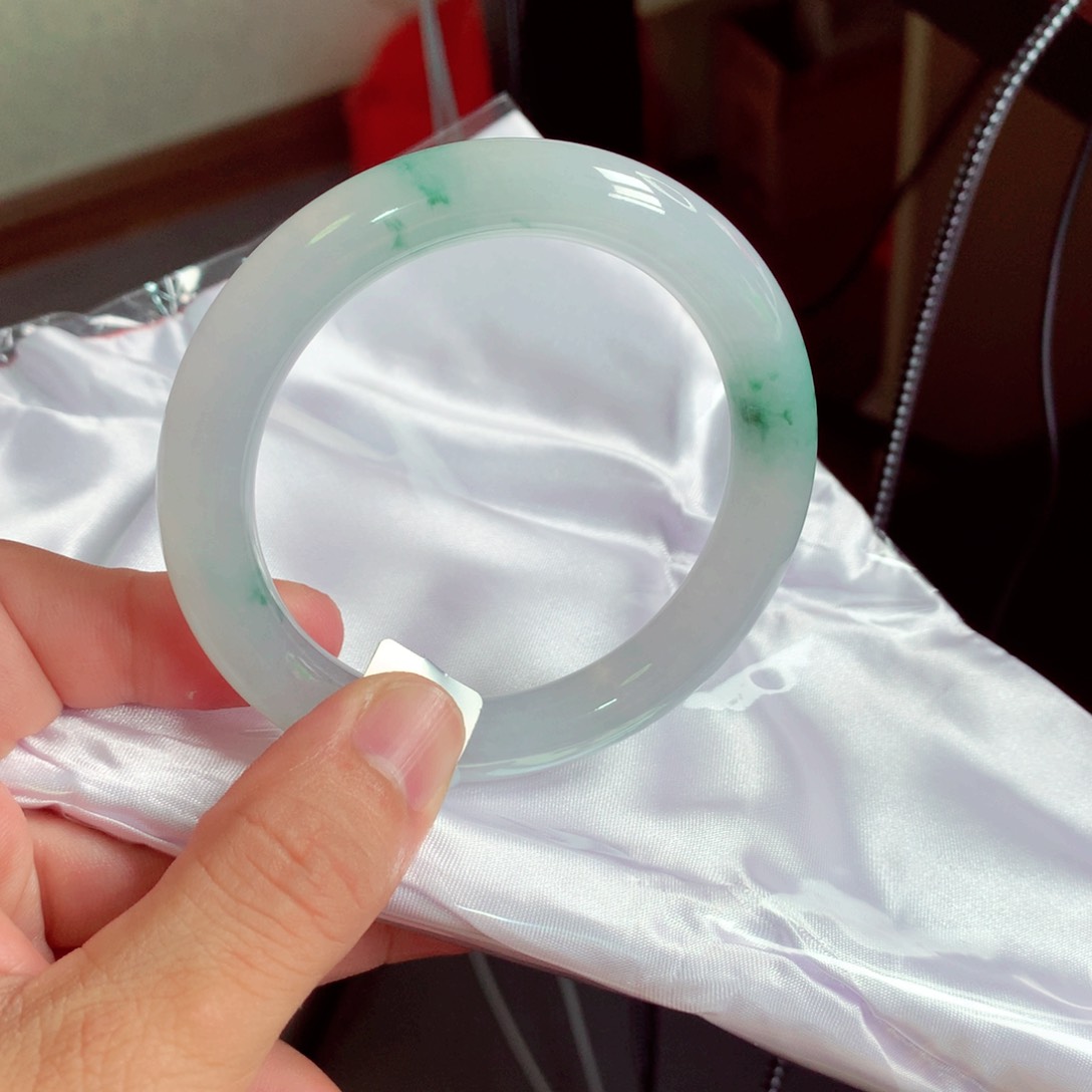 未镶嵌手镯翡翠缅甸天然A货翡翠手镯56.1圆条