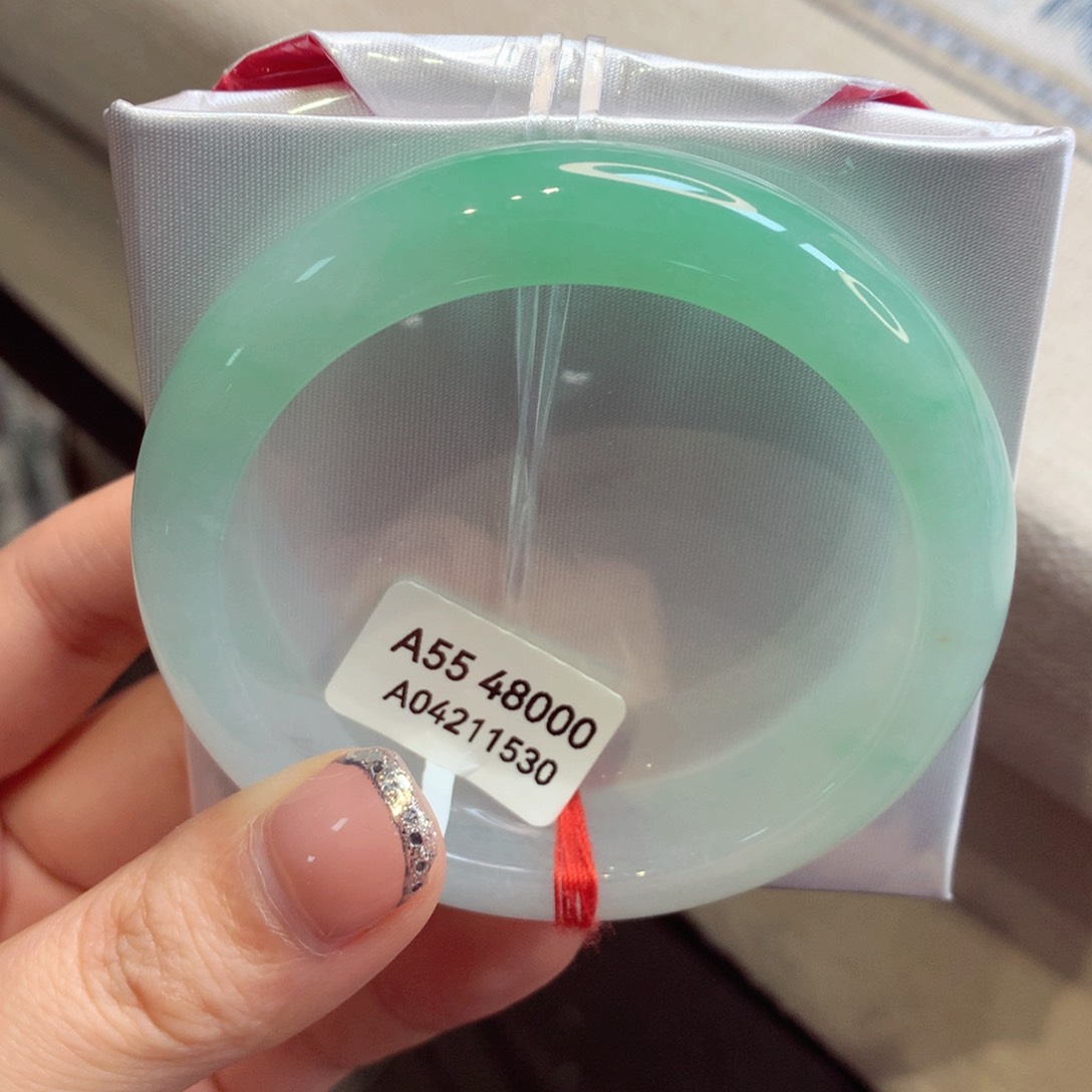 翡翠手镯未镶嵌3正圈77（冰甜绿）