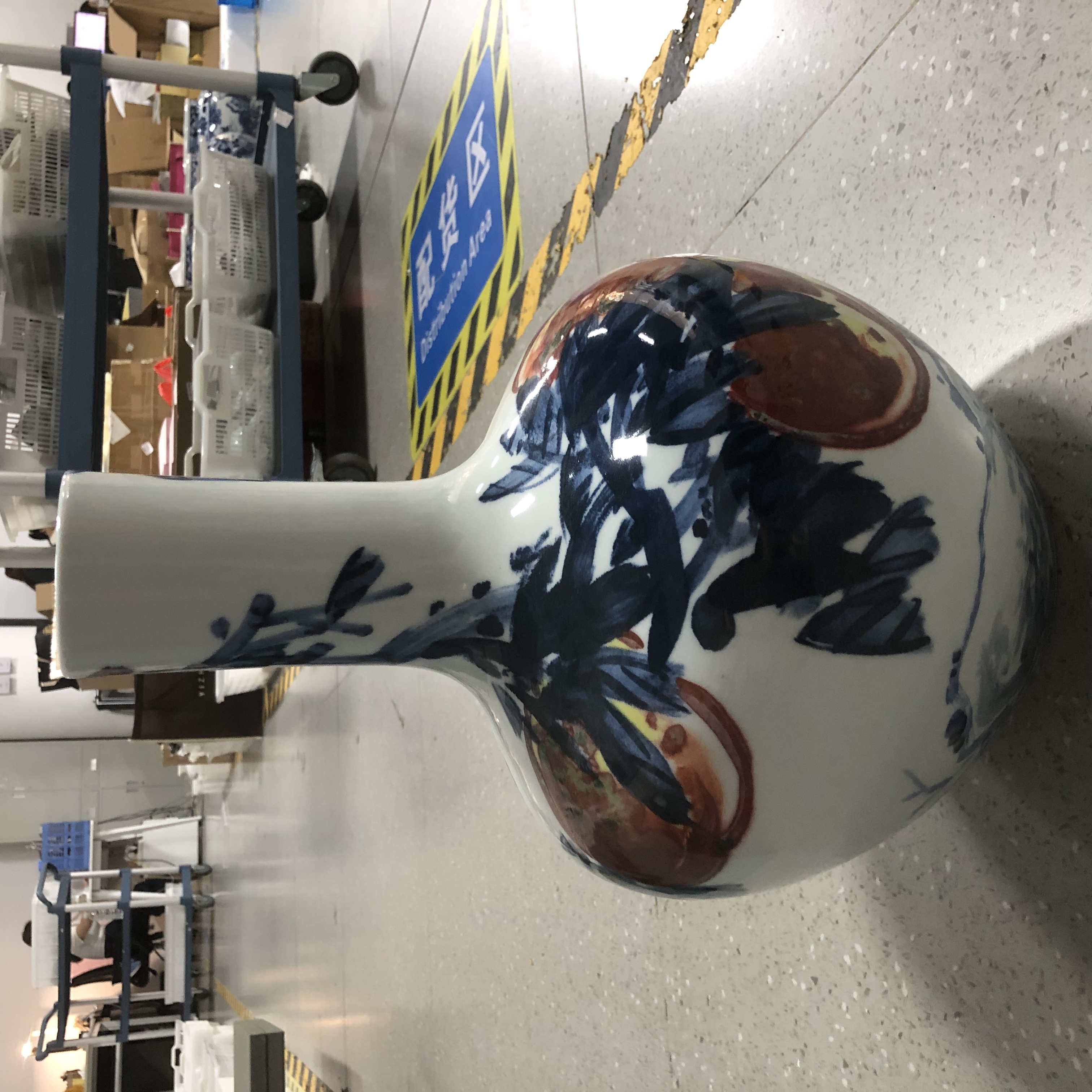 【画禅阁】青花釉里红斗彩寿桃天球瓶  景德镇  瓷器 hcg0108