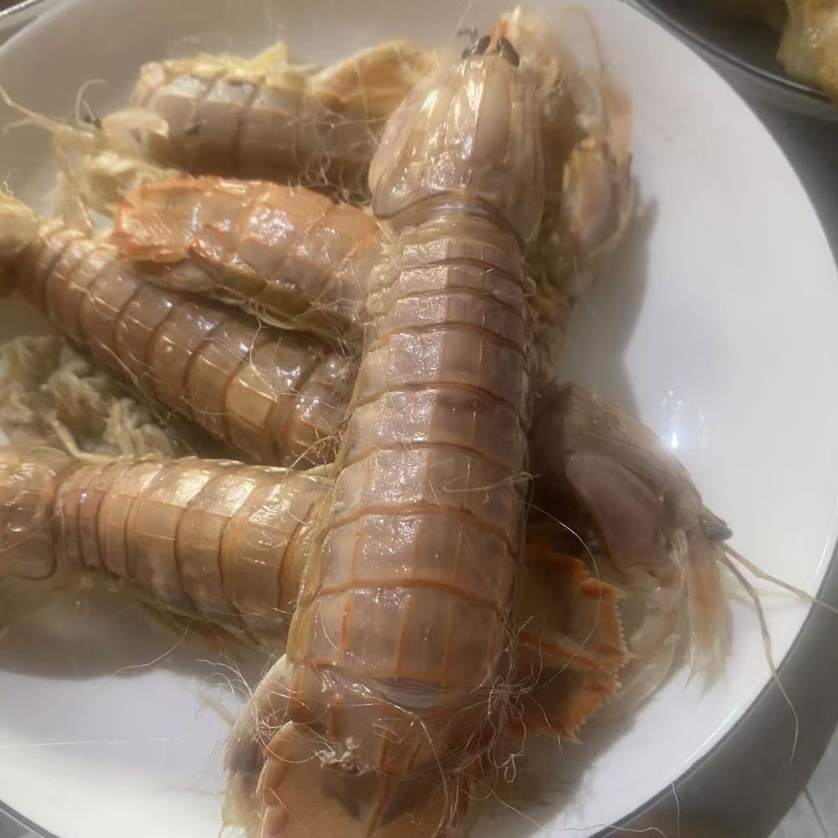 Z当季新琵琶虾即食带籽熟皮皮虾带膏淡盐撒尿虾半干虾爬子带黄虾