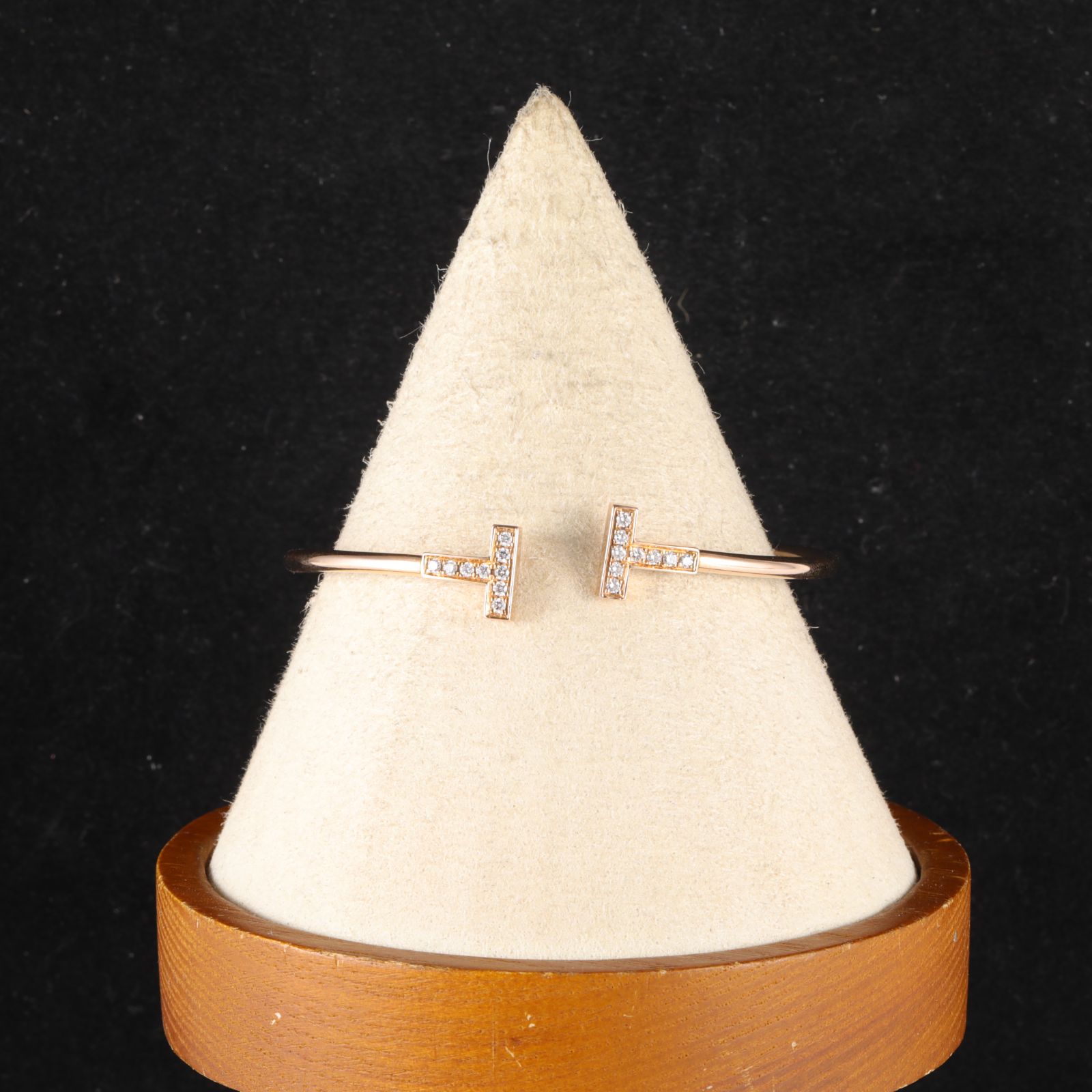 99新 Tiffany & Co./蒂芙尼 -jf小花柳 T 线圈手镯 中号 16号黄金