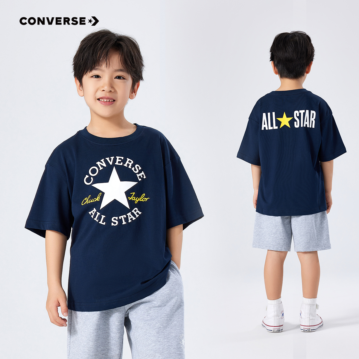 CONVERSE匡威夏季儿童男女凉感透气舒适学生短袖T恤CNVB-TE-G098
