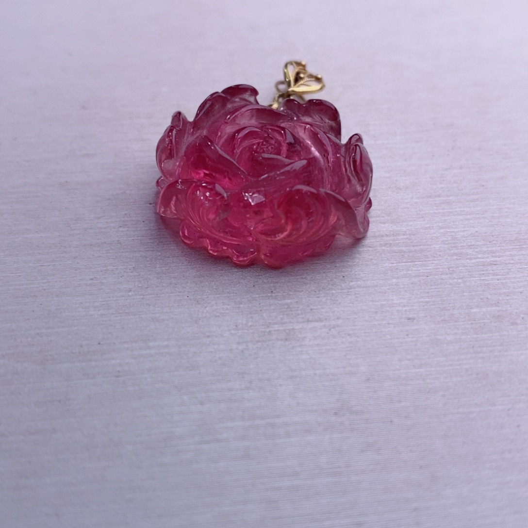 颈饰18K金镶嵌碧玺碧玺A吊坠