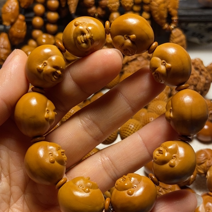 【闪购商品】橄榄核手串/手链光面笑佛头