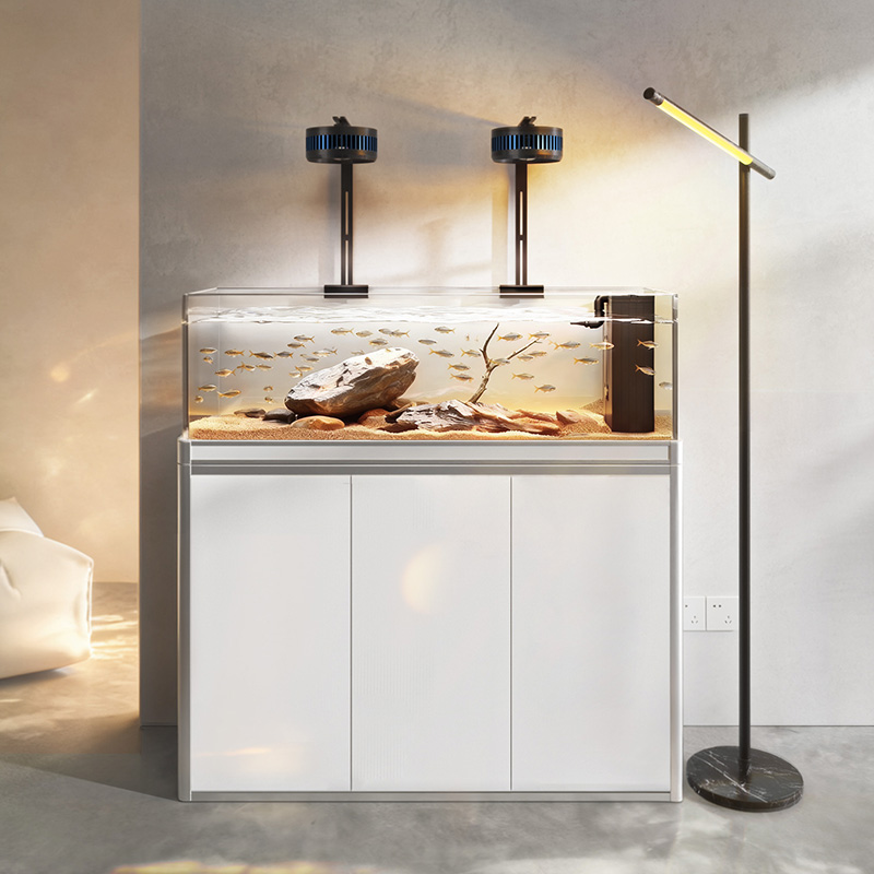 yee客厅2025新款超白玻璃家用小型底滤金鱼缸底滤生态溪流造景缸