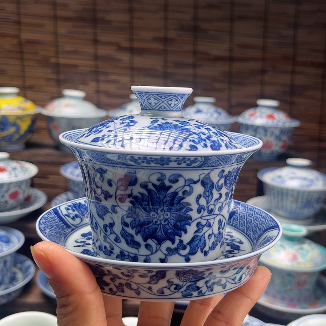 景德镇陶瓷三才盖碗