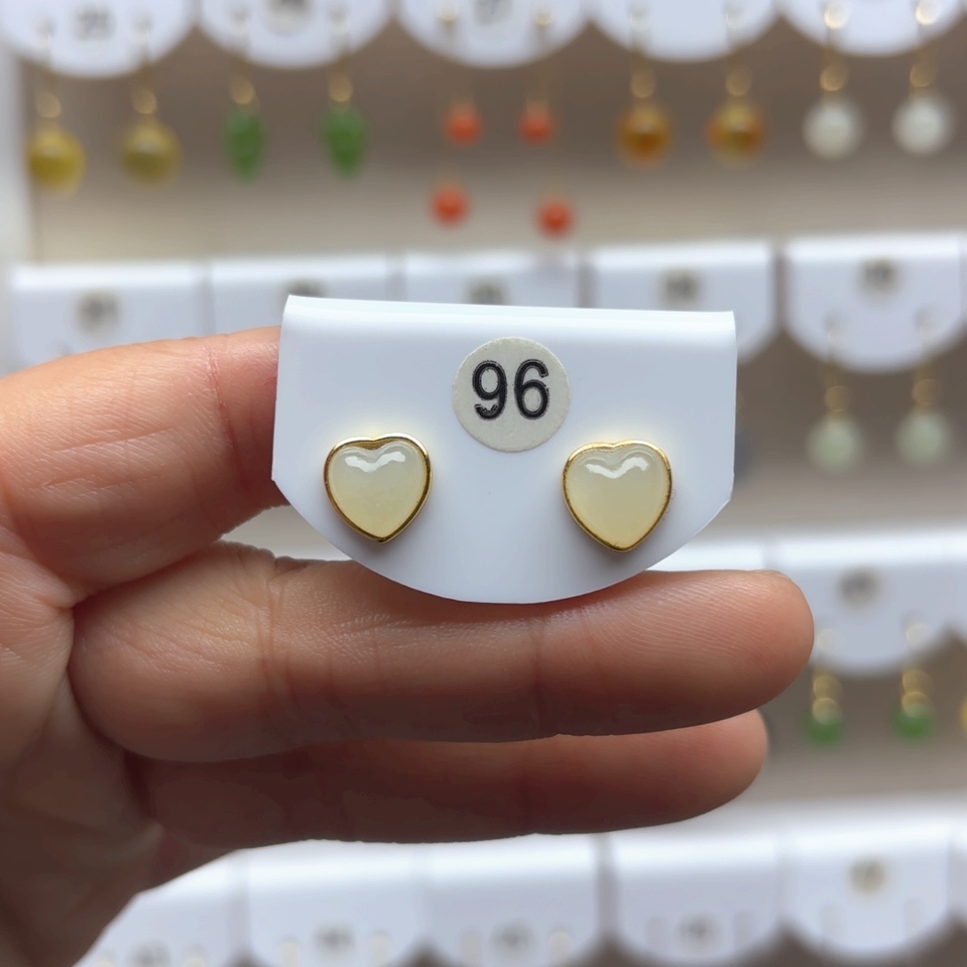 和田玉耳饰银S925镶嵌