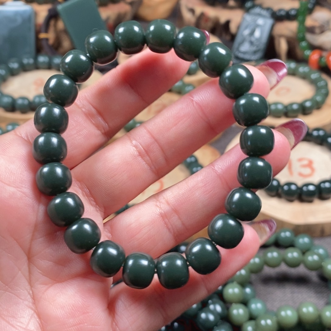 和田玉（青玉）手链未镶嵌