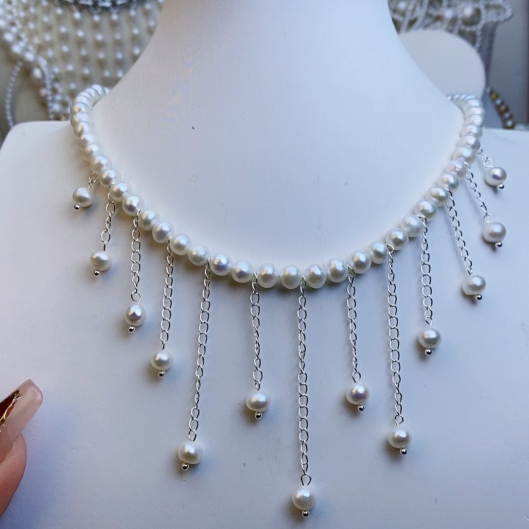 淡水珍珠颈饰银S925镶嵌