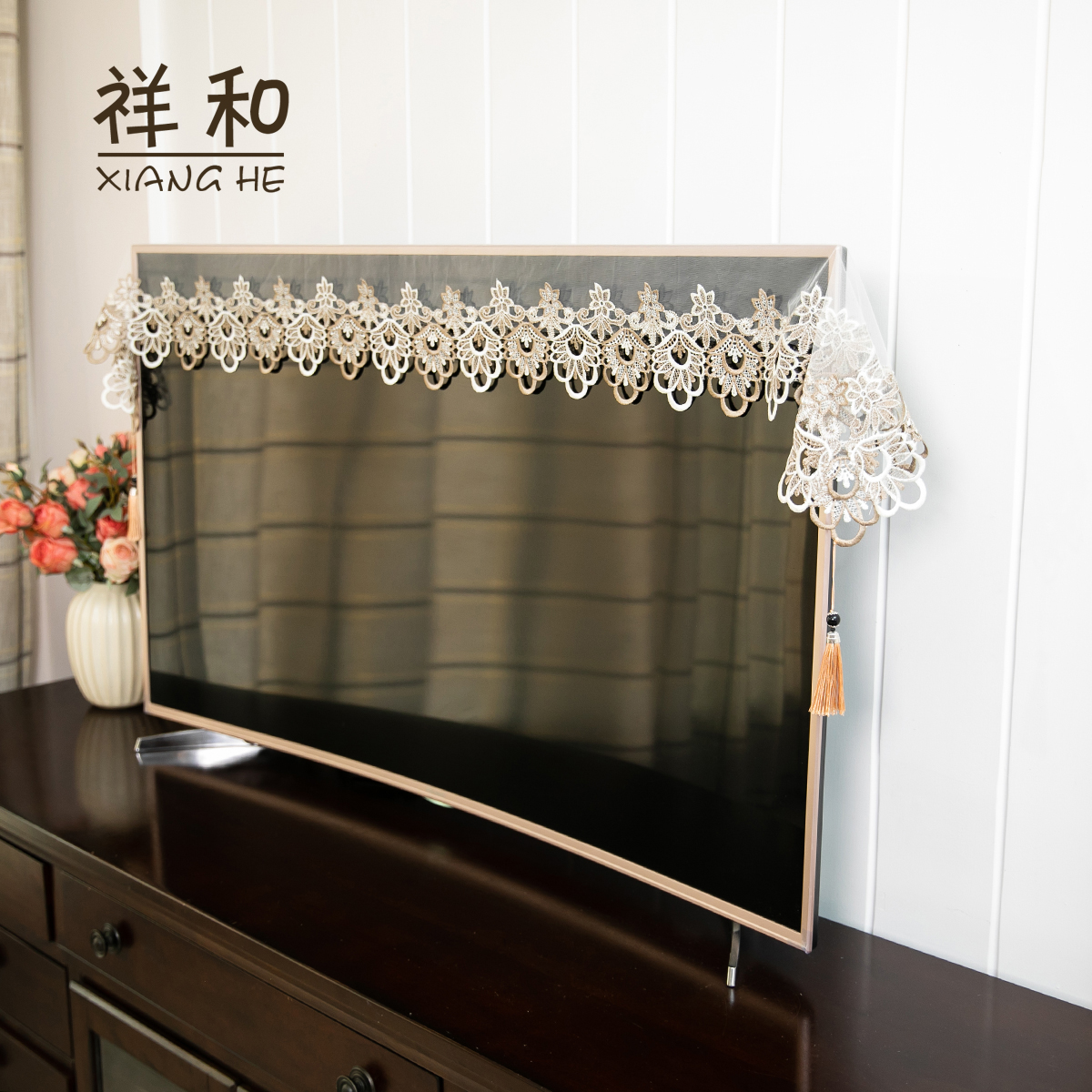 B001-5 网纱（40*260CM）玛瑙灰蕾丝桌旗盖巾 85-100寸电视机