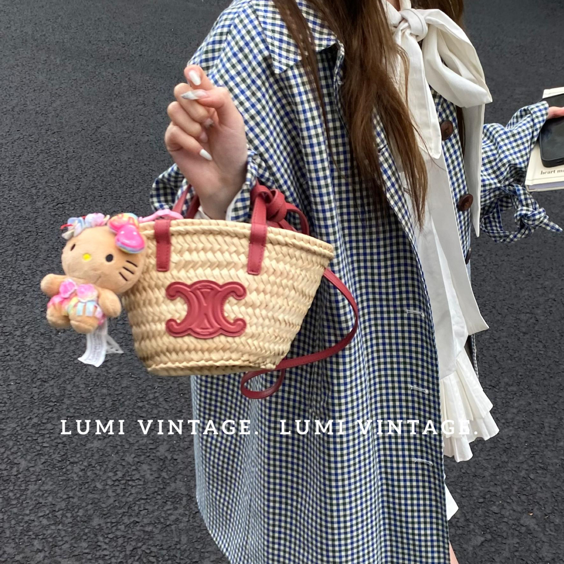 95新 Celine/思琳 Lumi包展-蜜桃粉色mini凯旋门菜篮子