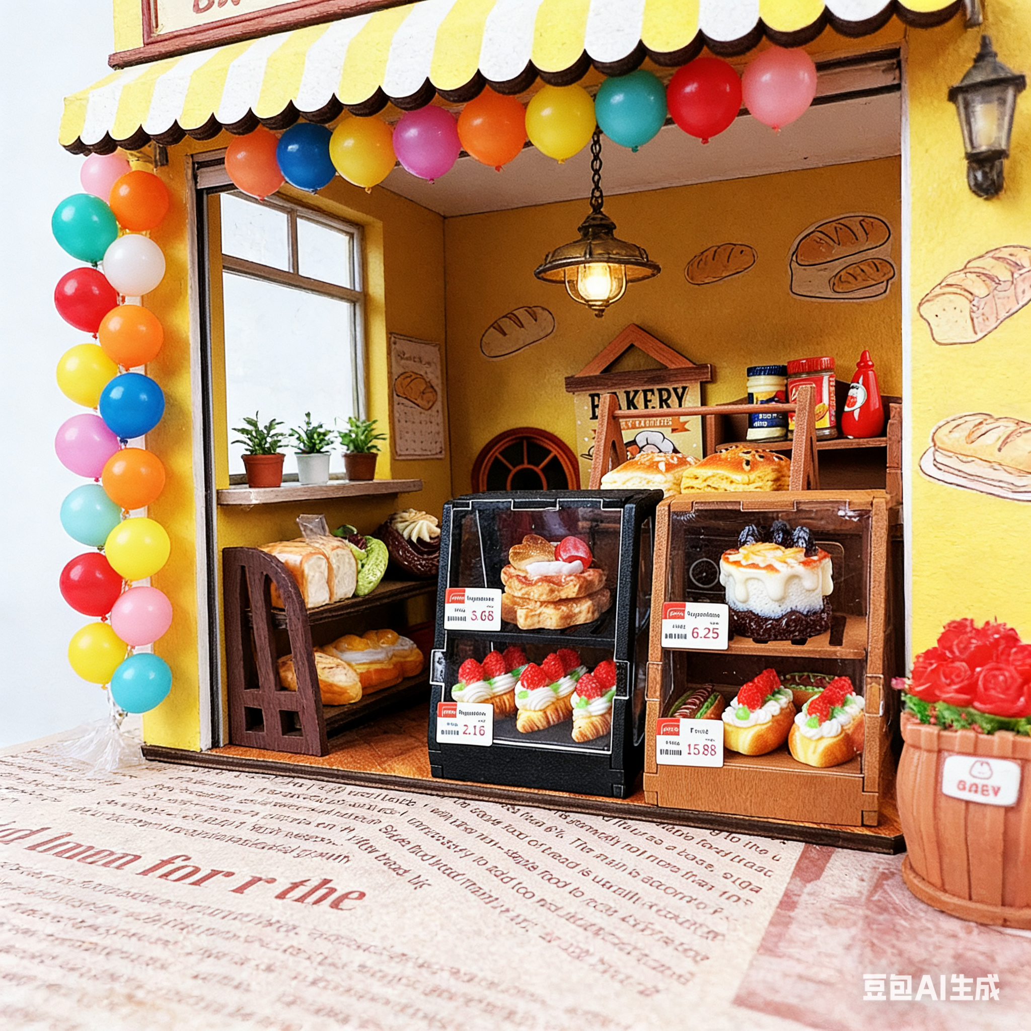 【定制款-木质透明甜品柜】微缩娃娃屋场景DIY摆件