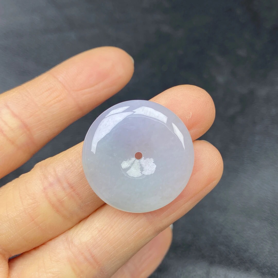 冰润精美淡紫平安扣吊坠天然翡翠A货 25.6-5.6mm