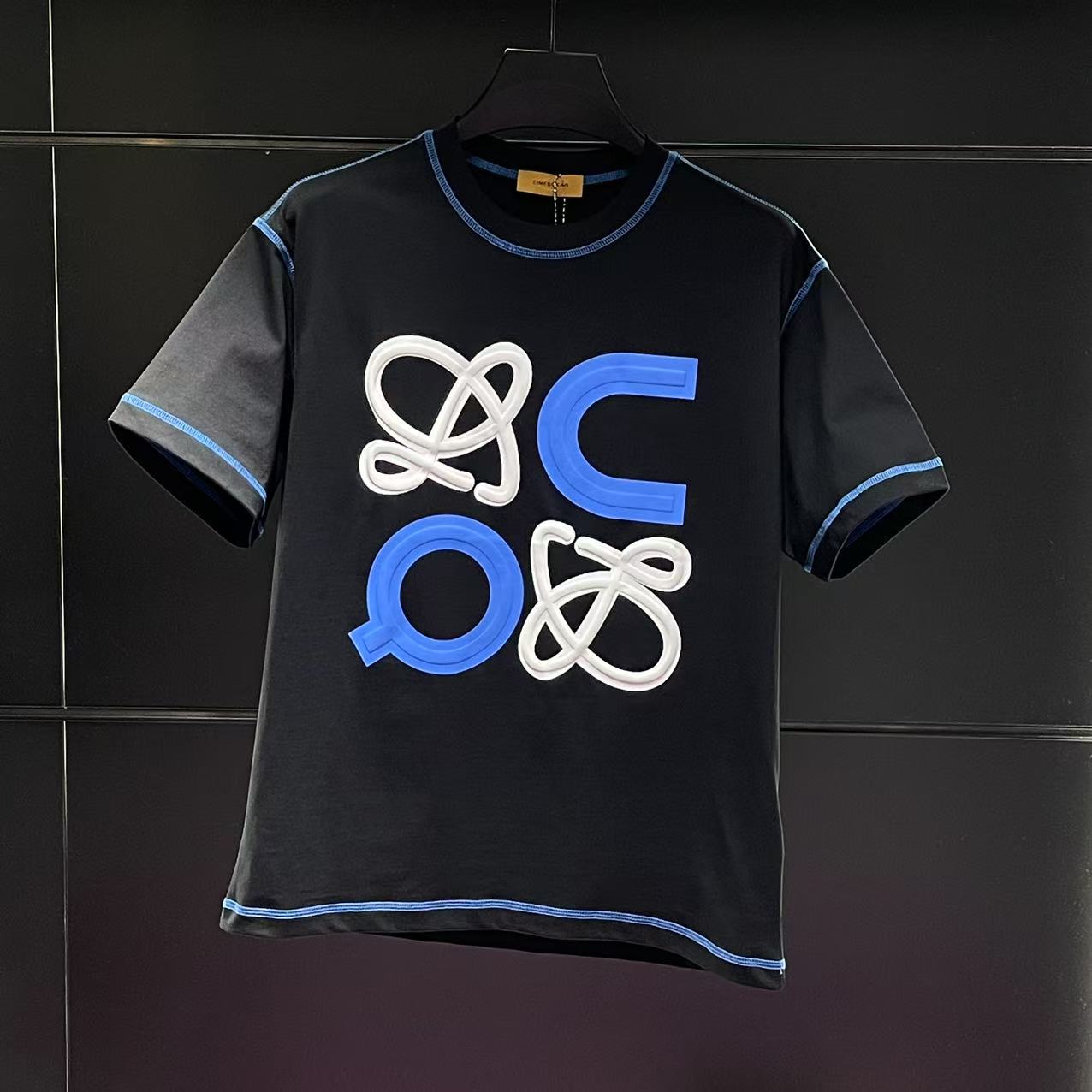 【TIME BOKAN】男士春夏新款轻奢时尚百搭3D潮流情侣短袖T恤9401