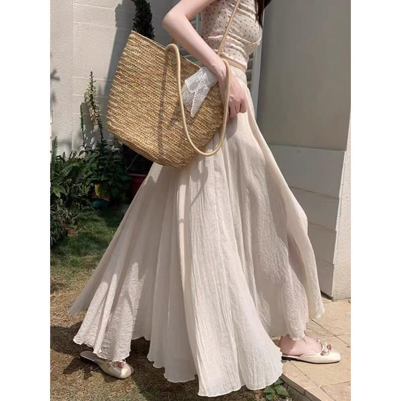 小雅姐姐 法式气质显瘦遮跨长裙a字伞裙IY77