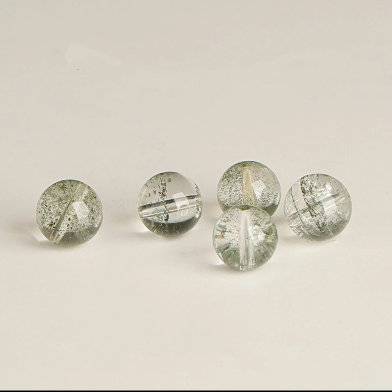 天然巴西绿幽灵高品质满天星千层单珠绿幽灵水晶 DIY多宝手串串珠