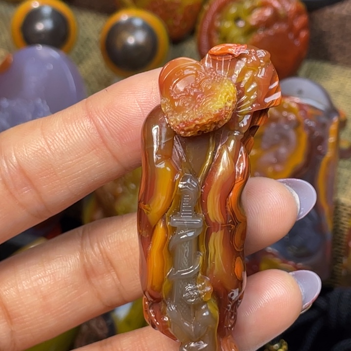 玛瑙/玉髓足银镶嵌珠宝奇石北票钟馗3888