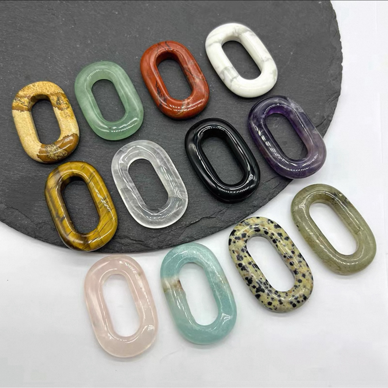 天然水晶O形环环diy吊坠项链配件一颗