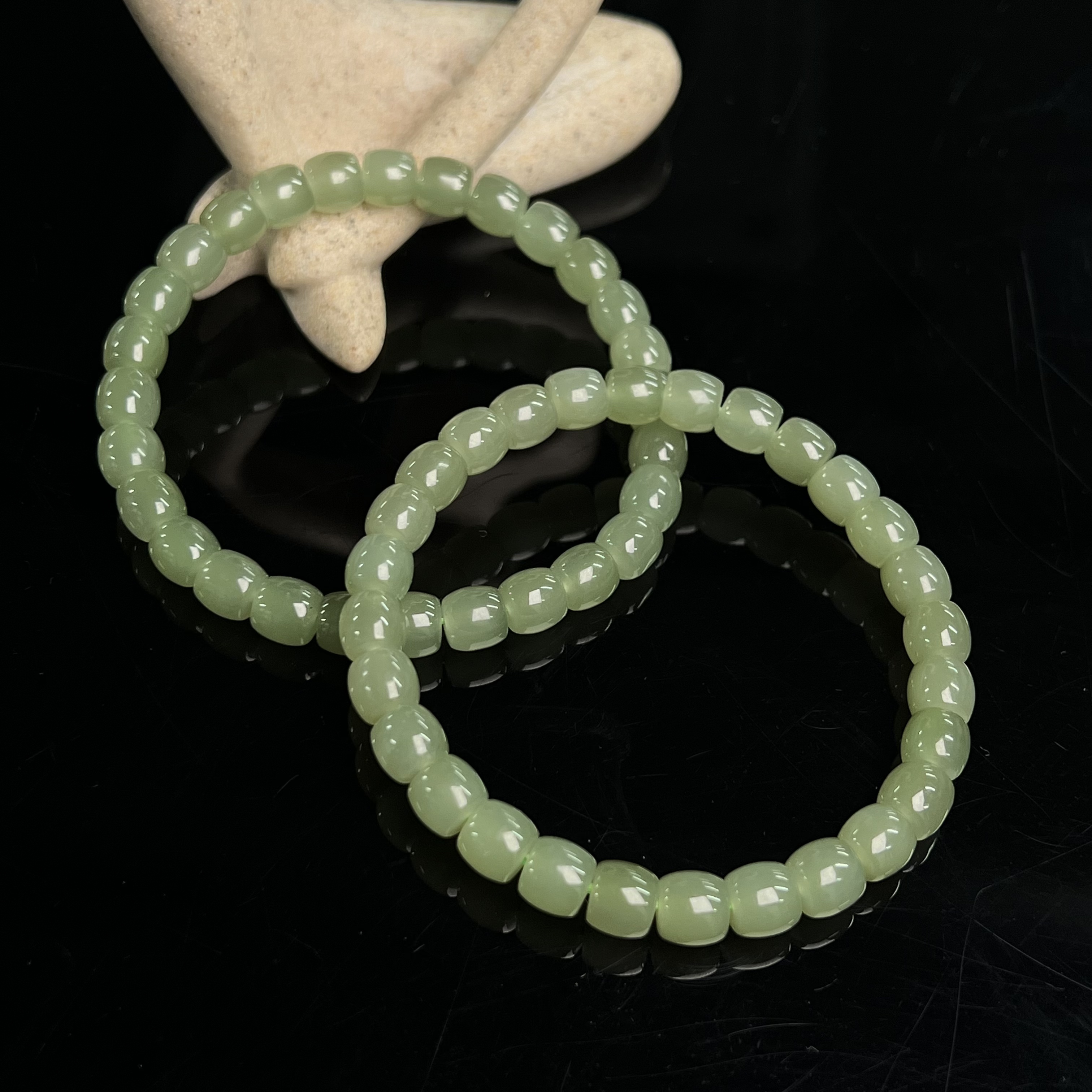 【北野珠宝】天然和田玉直切手串B19H-63多样性发一7x6mm