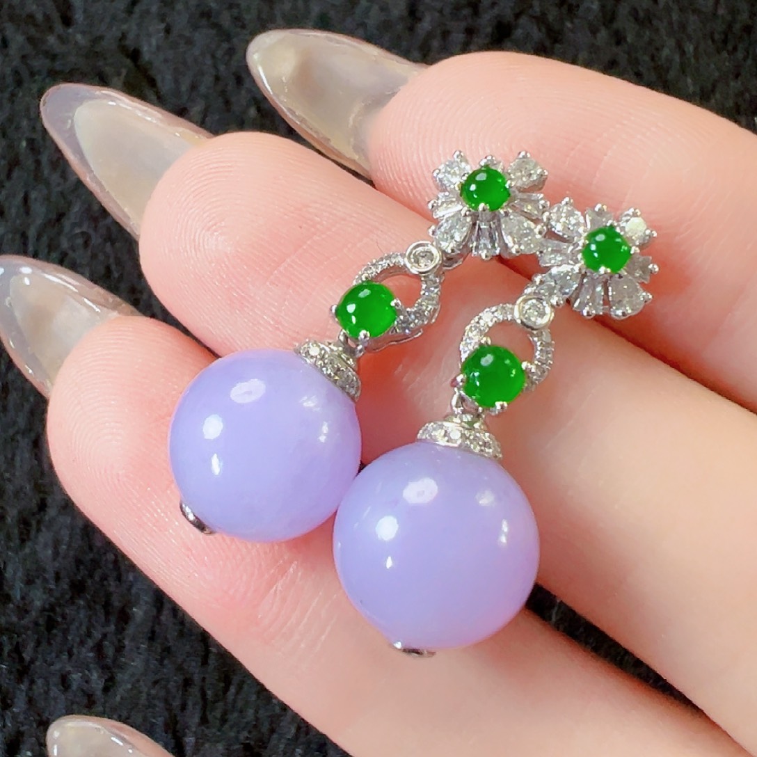 翡翠耳饰18K金镶嵌?**?签收后24小时鉴赏期