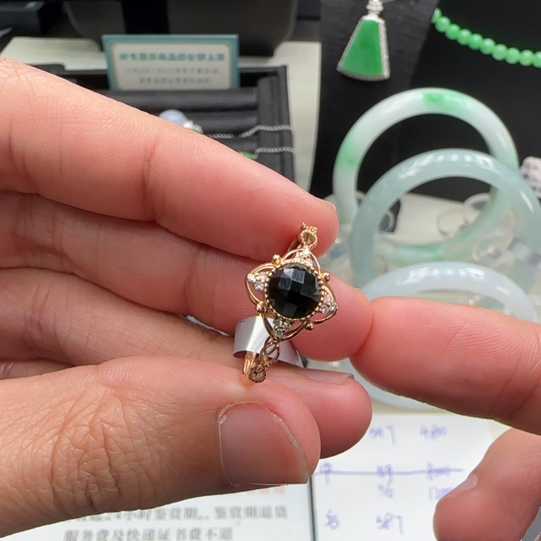 翡翠18K金镶嵌挂件翡翠戒指